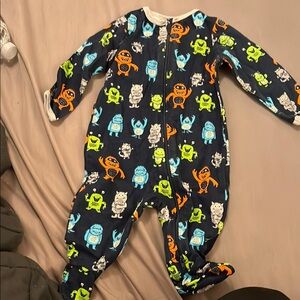 Kids Monster Print One Piece Pajamas